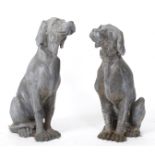 A pair of 18th century style lead dog figures, seated, 51 and 48 cm high (2) See illustration