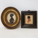 T Cole, a bust portrait of an officer, signed and dated 1817, 6.5 x 5.5 cm, and a 19th century