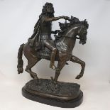 A bronze group, after Francois Girardon, Louis XIV, on a marble base, 46 cm high Report by RB Modern