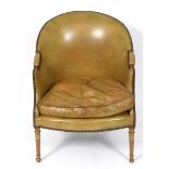 A George III style tub armchair, with leather upholstery, on painted legs See illustration RB Height