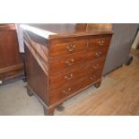 A 19th century oak chest, of two short and three graduated long drawers, on bracket feet, 111 cm