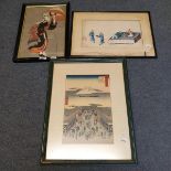 A Chinese painting on pith paper, figures on an opium bed, 19 x 22 cm (some loss to corners), and