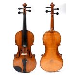 A violin, the 35.5 cm two piece back stamped KLOTZ, and with a paper label Joseph Klotz, with a