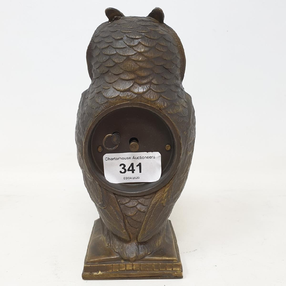 A timepiece, with Arabic numerals, in an owl case, 16.5 cm high Modern - Image 2 of 2