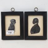 Attributed to Marius Horsfall, a bust portrait silhouette of a gentleman, 9.5 x 7 cm, and his