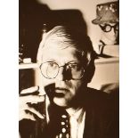 Alastair Thain (b. 1961), a portrait of David Hockney smoking, photographic portrait, 50.5 x 40.5