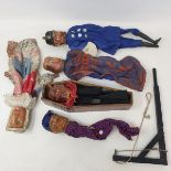 Four puppets, Judge, Devil, Hangman and Policeman, with a noose and a coffin