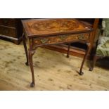 A 19th century Dutch silver table, with floral marquetry decoration, the frieze drawer on cabriole