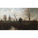 George Boyle (1826-1899), a landscape, with a pond in the foreground, oil on canvas, signed, 74 x