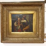 Continental school, 19th century, amorous intentions, oil on metal, 16 x 18.5 cm, and its pair (2)