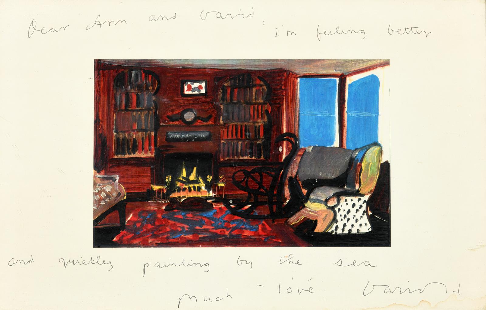 David Hockney (b. 1937), a colour printed image, inscribed 'Dear Ann and David, I'm feeling better - Image 2 of 2