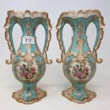 A pair of Victorian style vases, with rococo style decoration, 25.5 cm high Modern