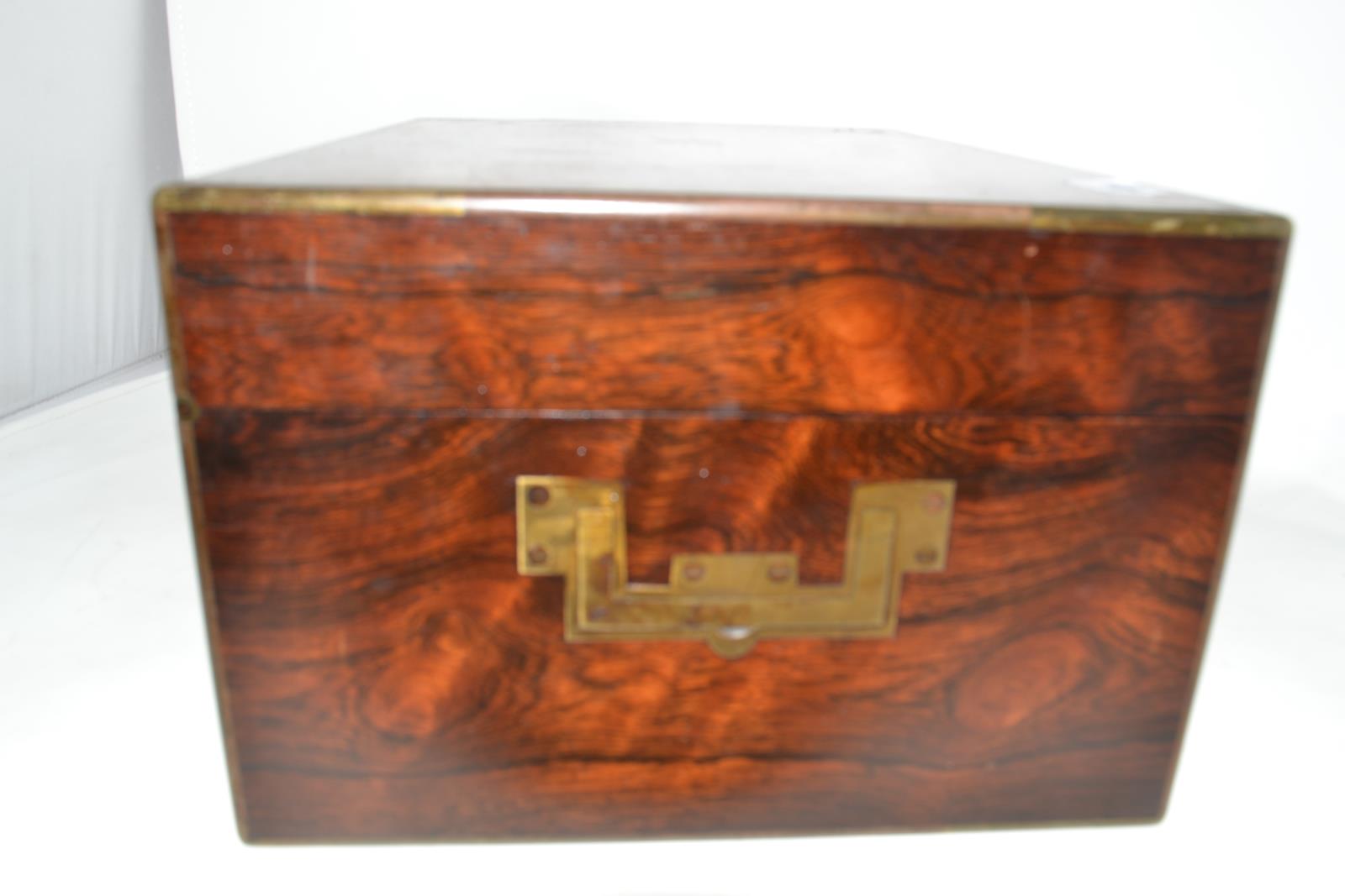 A Victorian rosewood travelling dressing case, the silver mounts initialled and ingraved scrolling - Image 5 of 11