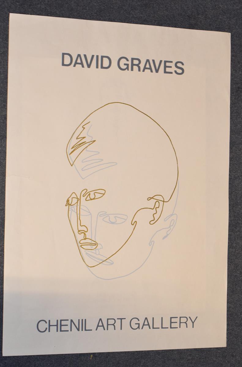 A poster for a David Graves Exhibition at Chenil Art Gallery, a signed poster for an exhibition by