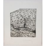 Colin Self (b. 1941), figure with umbrella, etching, signed and dated 2008, limited edition 14/20,