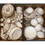 A large quantity of Crown Staffordshire Indian Tree pattern dinner and coffee wares (2 boxes)