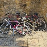 A gentleman's vintage Vitus racing bicycle, a lady's Claud Butler bicycle, two Claud Butler mountain