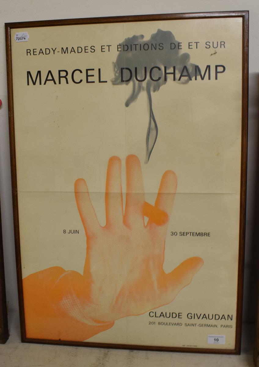 A lithograph poster, for Marcel Duchamp 'ready-mades et Editions de et sur', 69 x 47 cm