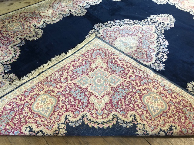 A large Persian carpet, with floral decoration on a blue ground, approx. 450 x 370 cm - Image 9 of 19