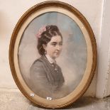English school, mid-late 19th century, a bust portrait of a young lady, with her hair tied up,
