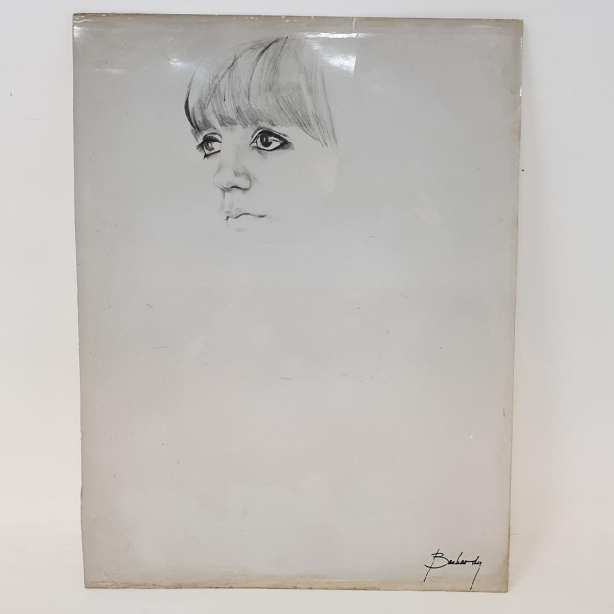 Modern British school, circa 1960, sketch of a lady, thought to be Ann Upton (later Graves), - Image 5 of 7