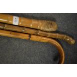 A Victorian alpine walking cane, 49 cm, and two others similar (3)