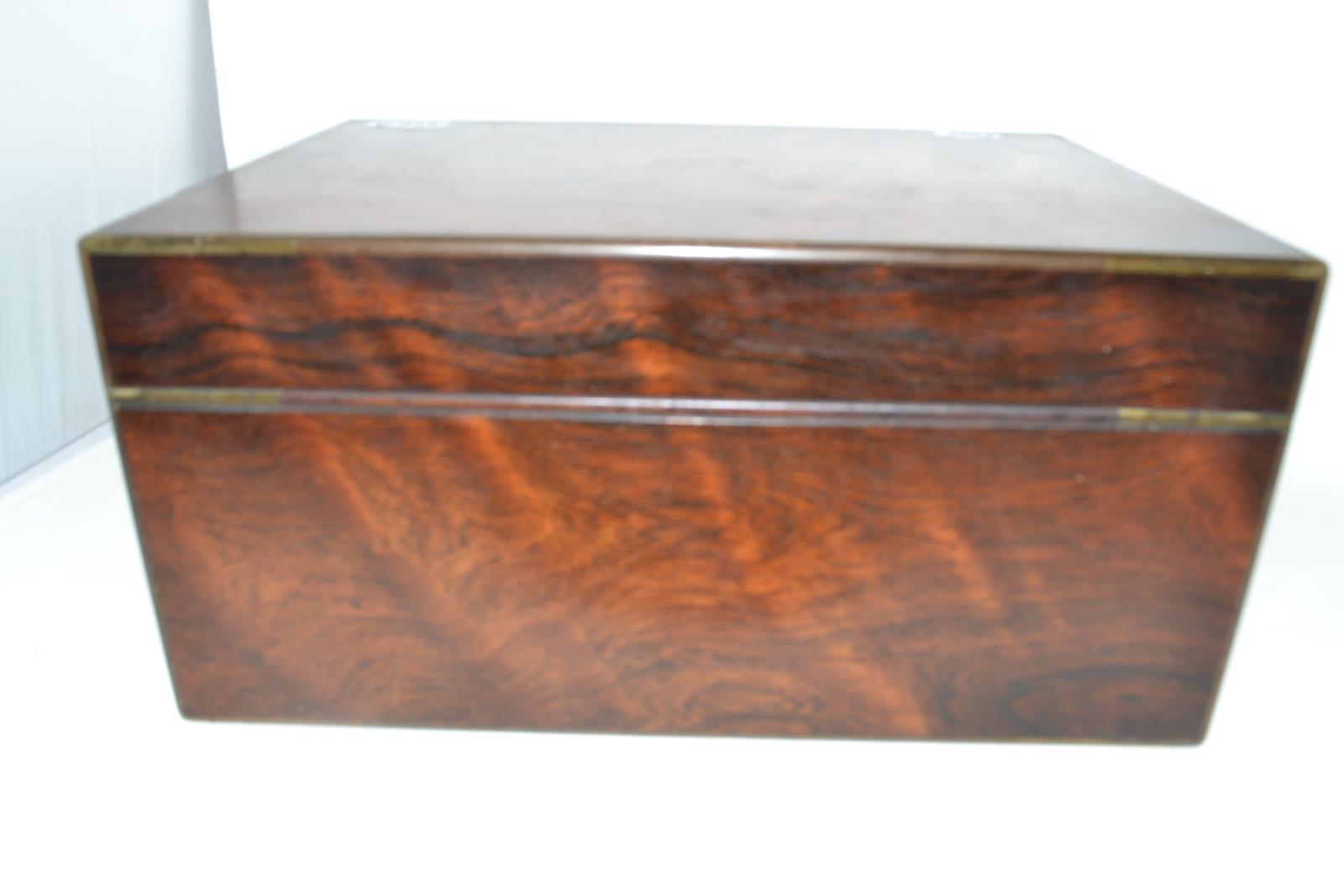 A Victorian rosewood travelling dressing case, the silver mounts initialled and ingraved scrolling - Image 4 of 11