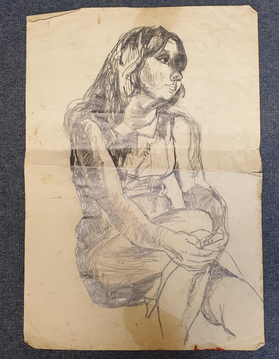 Modern British school, circa 1960, sketch of a lady, thought to be Ann Upton (later Graves),