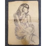 Modern British school, circa 1960, sketch of a lady, thought to be Ann Upton (later Graves),