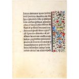 A 15th century French leaf, from a Manuscript Book of Hours, on velum, 18.5 x 13.5 cm, double