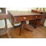 A Regency mahogany sofa table, on a rope twist column and four downswept reeded legs, 154 cm wide