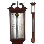 A 19th century stick barometer, with thermometer, the silvered register signed J Smith, Royal