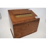 An Edwardian oak LETTERS box, 24 cm wide