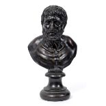 After the Antique: a bronze bust of a bearded gentleman, on a socle base, 24.5 cm high See