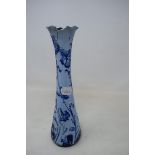 A Macintyre Moorcroft Florian Ware vase, of tall slender form, glue repaired and with some loss,