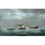 Manner of Arthur Ruben Chappell, SS Sea Fisher, Barrow in a Gale, gouache, inscribed, 41.5 x 68