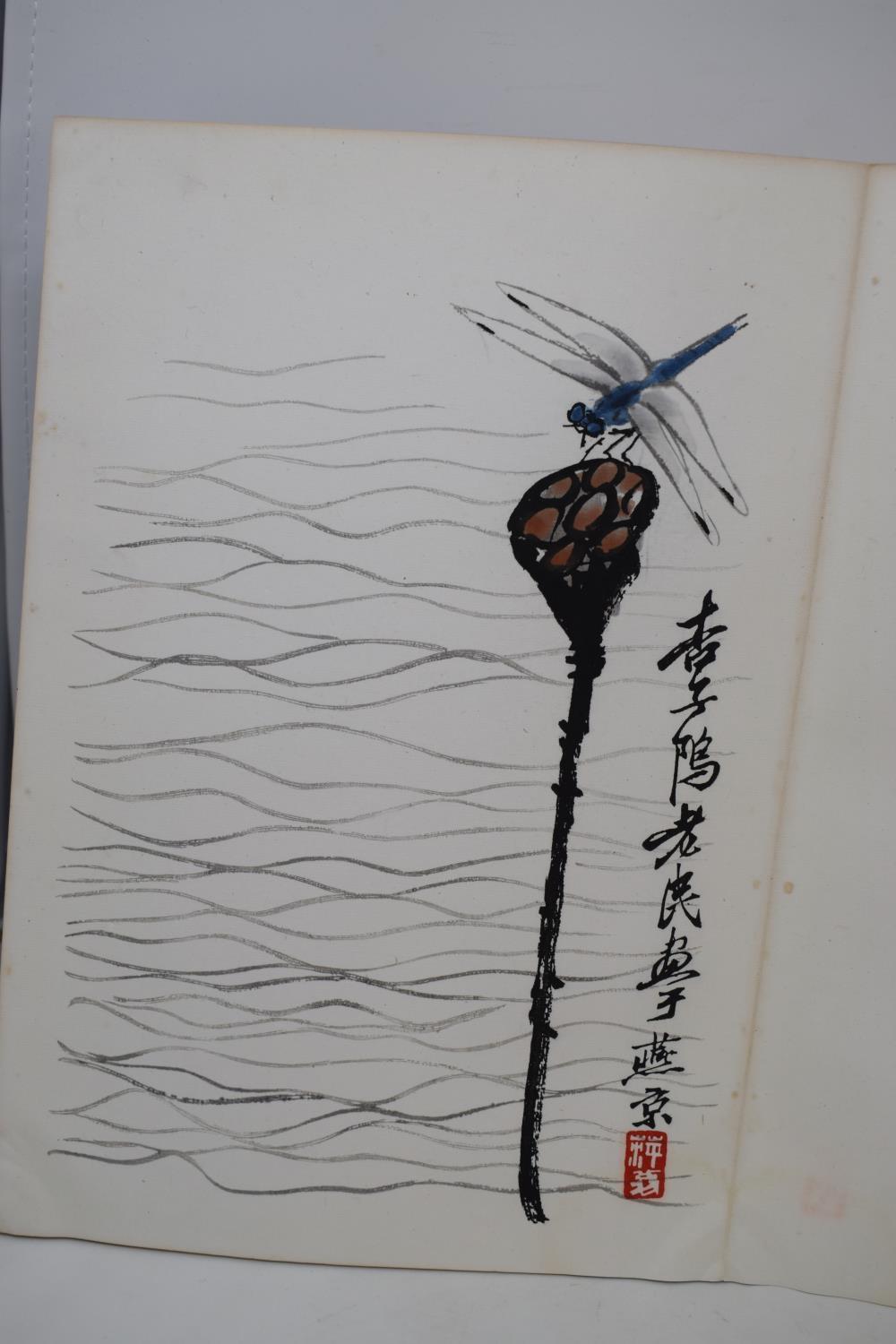 A Chinese artists concertina book, with animal and other illustrations - Image 8 of 8