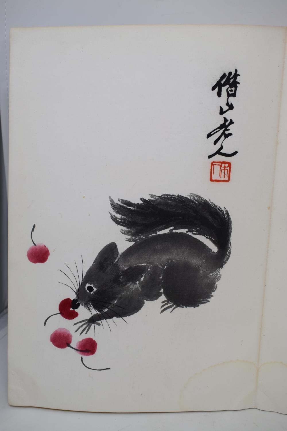 A Chinese artists concertina book, with animal and other illustrations - Image 4 of 8