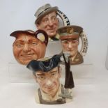 A group of Royal Doulton character jugs,including Glen Miller D6970, boxed, Falstaff, Jimmy Durante,