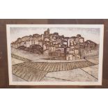 Valerie Thornton (British, 1931-1991), ?Hill Village, Navarre?, limited edition etching with