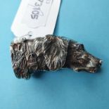 A novelty silver hunt dog vesta case