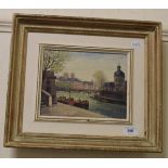 A P Lambert (French), view of Paris, oil on canvas, signed, 18 x 23 cm