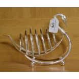 A plated toast rack, in the form of a swan, 15.5 cm high Report by RB Modern