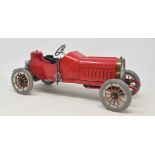 A scratch built model of a 1908 Italia by B Grenville-Peter, 36 cm wide, in a perspex case