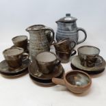 A Bernard Leach coffee set, a Victorian pottery meat plate, and other items