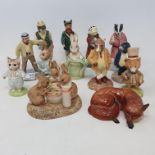 A group of Beswick figures, including Flopsy, Mopsy and Cottontail, P4161, Fisherman Otter, ECF2,