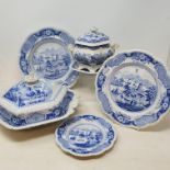 A Victorian Ridgway India Temple pattern part dinner service including tureens and covers, some