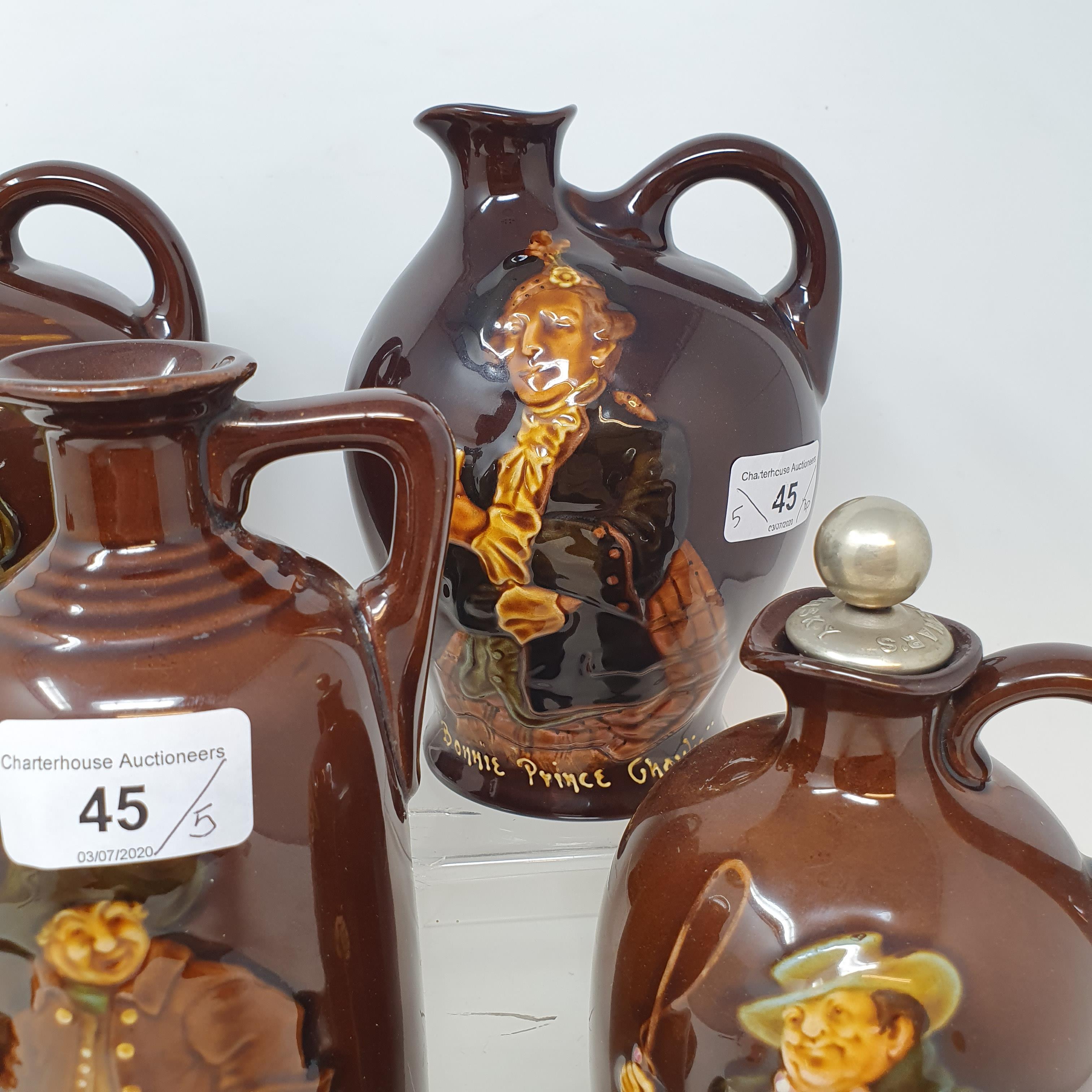A Royal Doulton Kingsware Bonnie Prince Charlie water jug, Dewar's Whisky mark to base, and four - Image 2 of 3