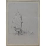 Thomas Boswell Watson (British, 1815-1860), ?Macau c.1850?, pencil study of a junk, labels verso,