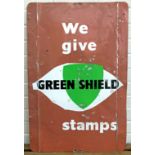 We Give Green Shield Stamps - a vintage double-sided tin advertising sign, 76 x 51 cm